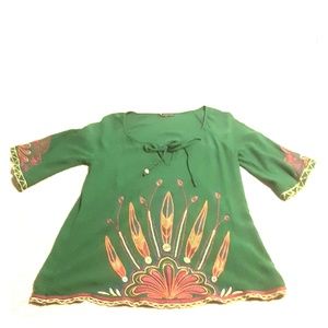 Green peacock blouse